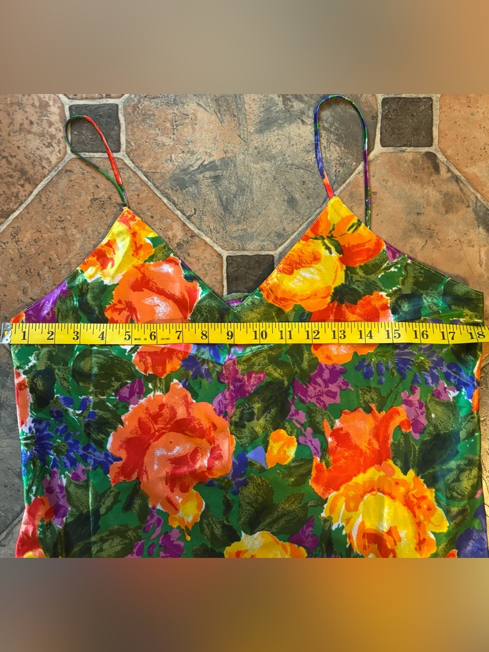 Vintage 90s Victoria’s Secret Gold Label vivid Floral Satin Robe Slip Set Size L - Picture 10 of 15